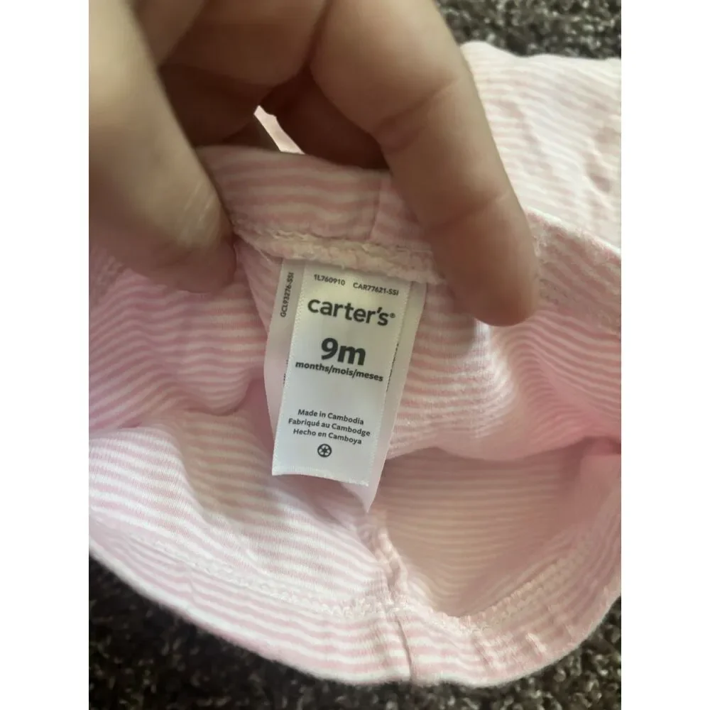 Carter's Baby Girl Pink Stripe Bunny Footed Leggings 9M Soft Cotton Pajama Pants